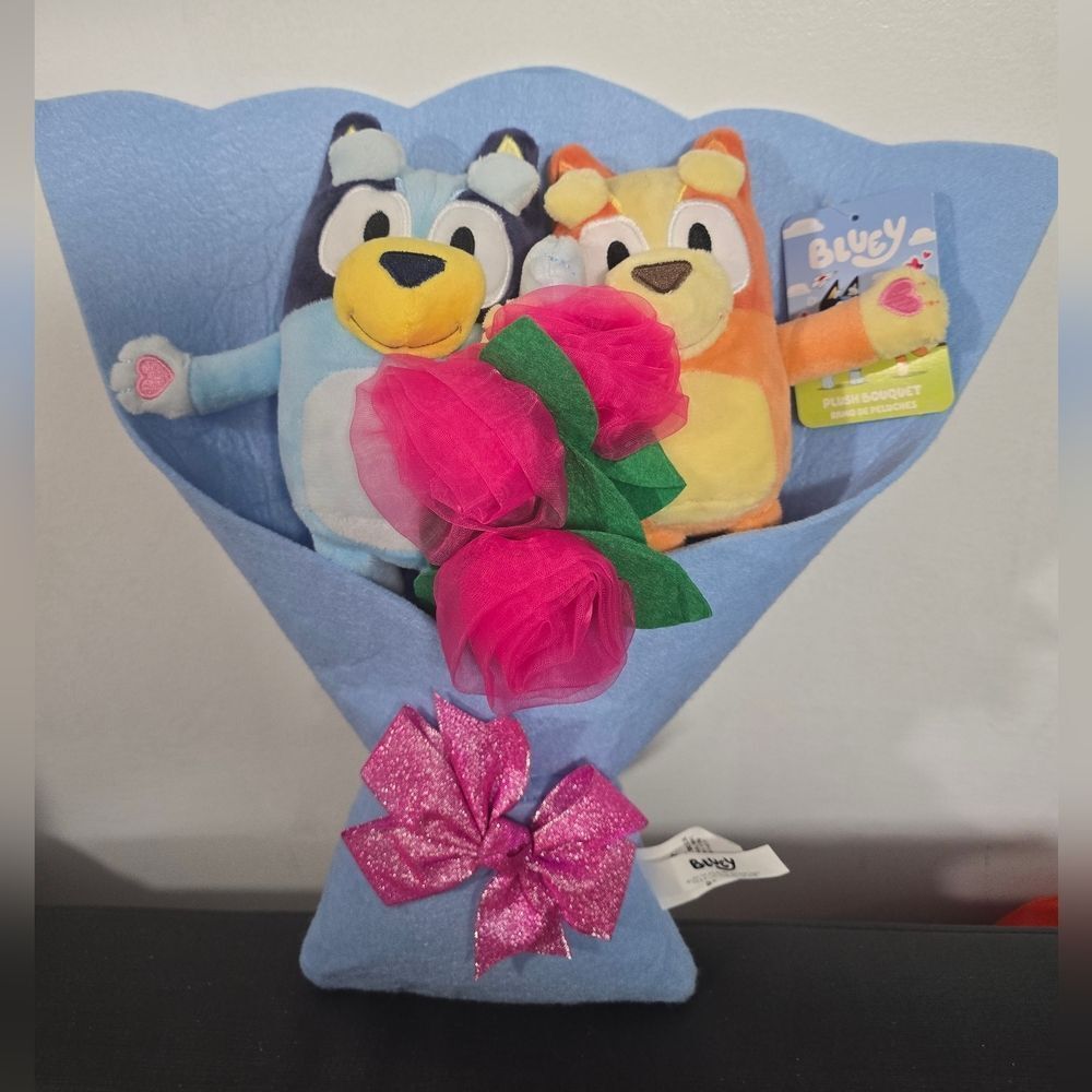 New Medium Bluey & Bingo Plush Bouquet, 13", Valentine's Day Easter by Ruz